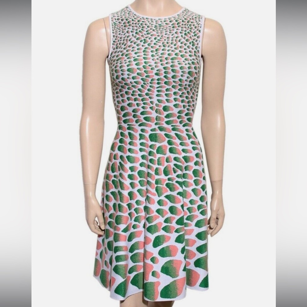 Issa London Pink & Green Print Knitted Sweater Dress